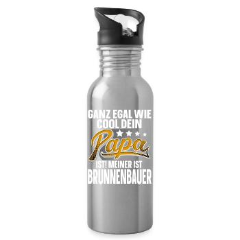 Brunnenbauer Papa Vater Vatertag Cooler Papa - Trinkflasche mit integriertem Trinkhalm - Lightsilver - Rechts