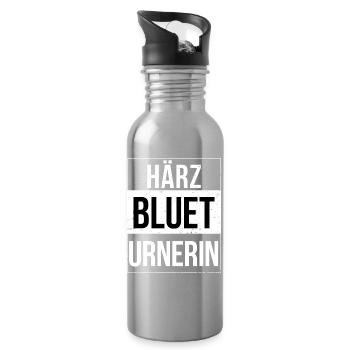 Härzblueturnerin Kanton Uri Urnerin  - Trinkflasche mit integriertem Trinkhalm - Lightsilver - Rechts