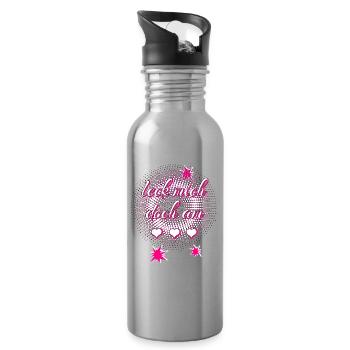 leck mich doch am ... pink - Trinkflasche mit integriertem Trinkhalm - Lightsilver - Rechts