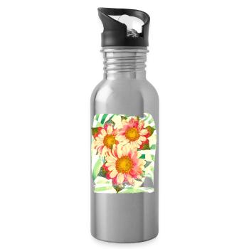 Blumen Blume - Trinkflasche mit integriertem Trinkhalm - Lightsilver - Rechts