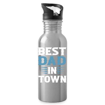 Best Dad in Town - Water bottle with straw - silver - Right