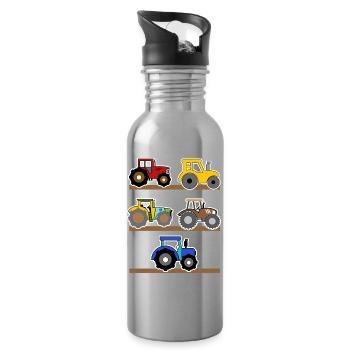 Landwirtschaft Landleben Ackerbau Traktor Bauer - Trinkflasche mit integriertem Trinkhalm - Lightsilver - Rechts