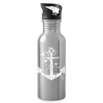 Distressed Anchor Maritime Design - Trinkflasche mit integriertem Trinkhalm - Lightsilver - Rechts