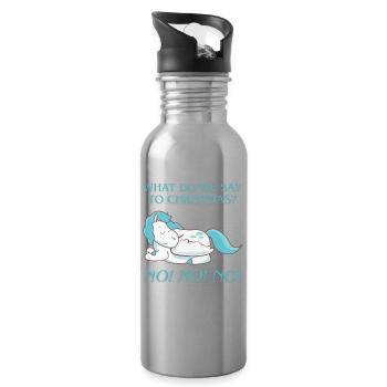 ! What do we say to christmas? No No No! - Water bottle with straw - silver - Right