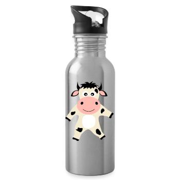 Kuh - Trinkflasche mit integriertem Trinkhalm - Lightsilver - Rechts