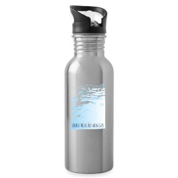 Better sea than less water Motto minimal cool - Water bottle with straw - silver - Right