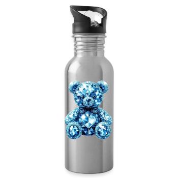 Crystal Bear Diamant Diamanten - Trinkflasche mit integriertem Trinkhalm - Lightsilver - Rechts