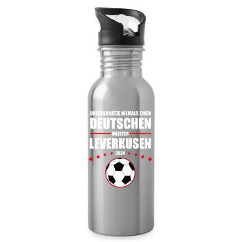 Deutscher Fußball Meister 2024 Leverkusen Retro - Trinkflasche mit integriertem Trinkhalm - Lightsilver - Rechts
