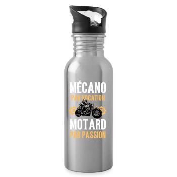 mécanicien et motard 2 - Gourde avec paille intégrée - argent clair - Droite