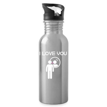 Ich liebe dich - I Love you - Trinkflasche mit integriertem Trinkhalm - Lightsilver - Rechts