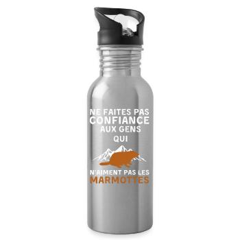 Marmottes - Gourde avec paille intégrée - argent clair - Droite