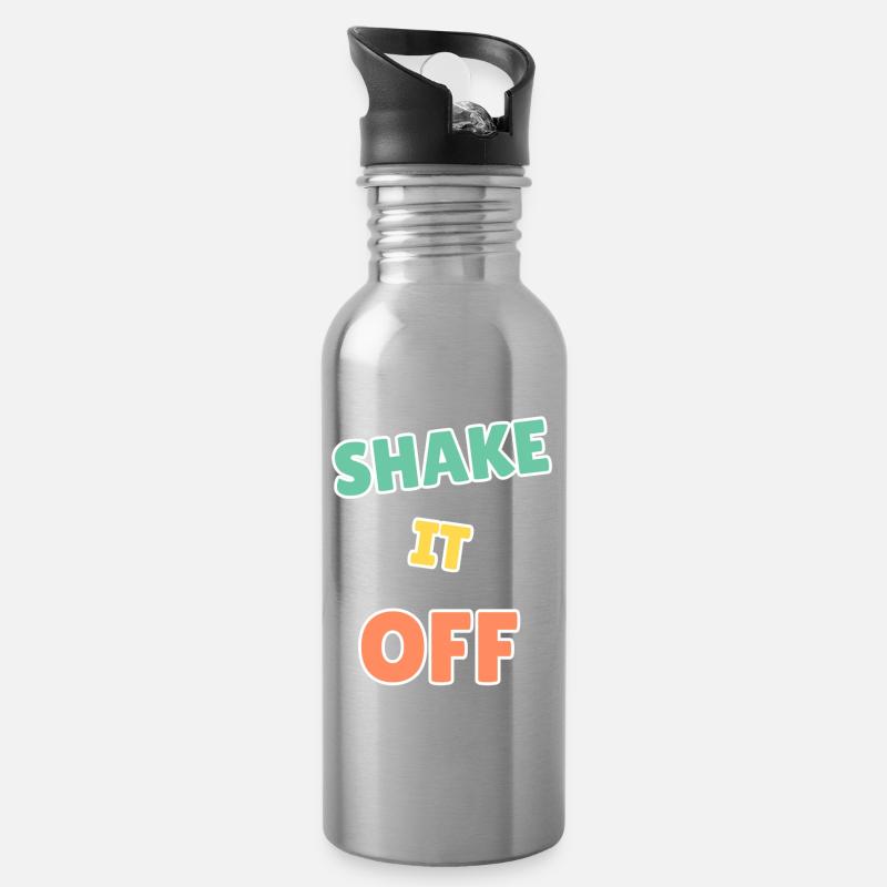 Lebendiges Shake It Off Motivationsdesign - Trinkflasche mit integriertem Trinkhalm - Lightsilver