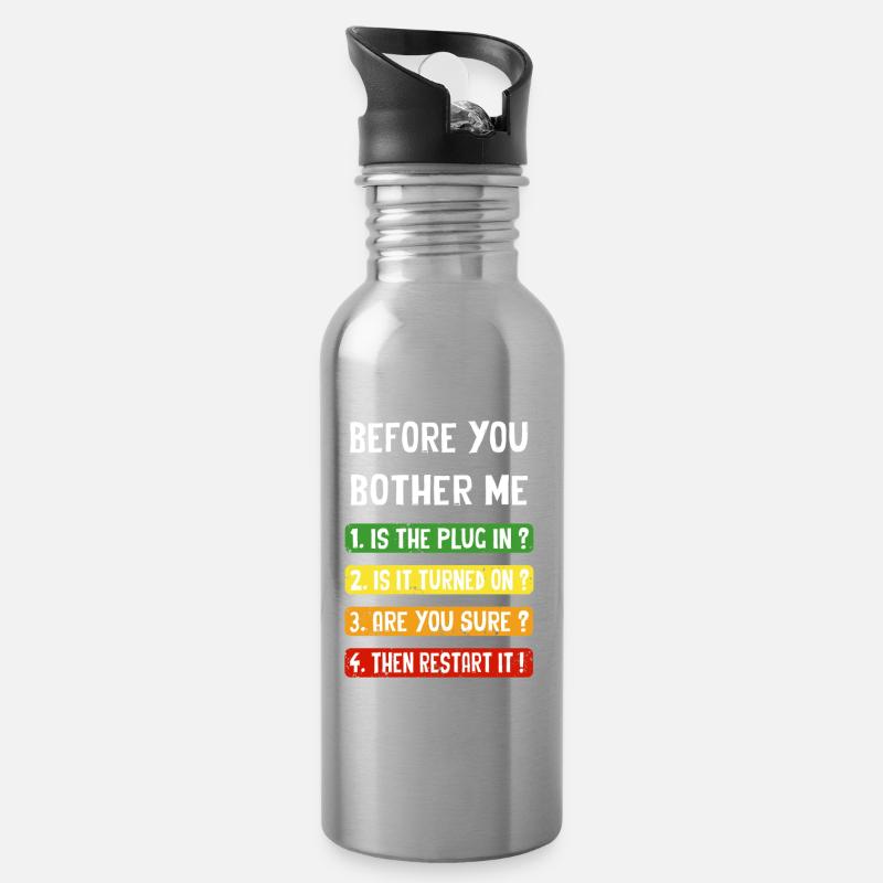 Computer Checklist - Water bottle with straw - silver