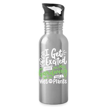 Gartenarbeit Gärtner - Trinkflasche mit integriertem Trinkhalm - Lightsilver - Rechts
