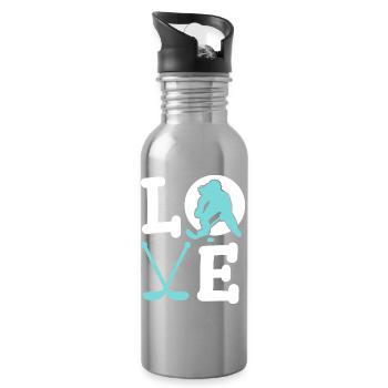 Eishockey Eishockeyspielerin - Trinkflasche mit integriertem Trinkhalm - Lightsilver - Rechts