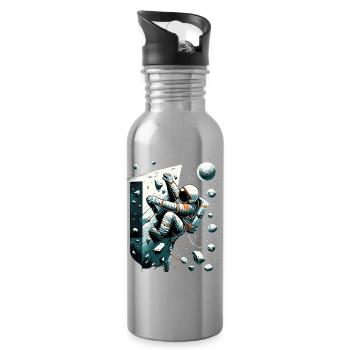 Bouldering Astronaut Spaceman Gift - Water bottle with straw - silver - Right
