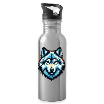 Wolf - Water bottle with straw - silver - Right