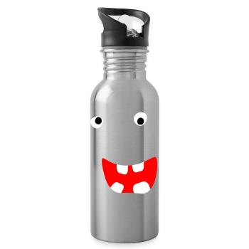 Monstre Halloween Bande dessinée Visage effrayant Visage cool - Gourde avec paille intégrée - argent clair - Droite