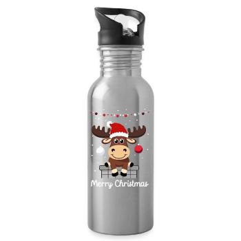 Süßer Weihnachtselch - Trinkflasche mit integriertem Trinkhalm - Lightsilver - Rechts
