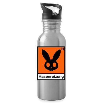 Hasenreizung - Trinkflasche mit integriertem Trinkhalm - Lightsilver - Rechts