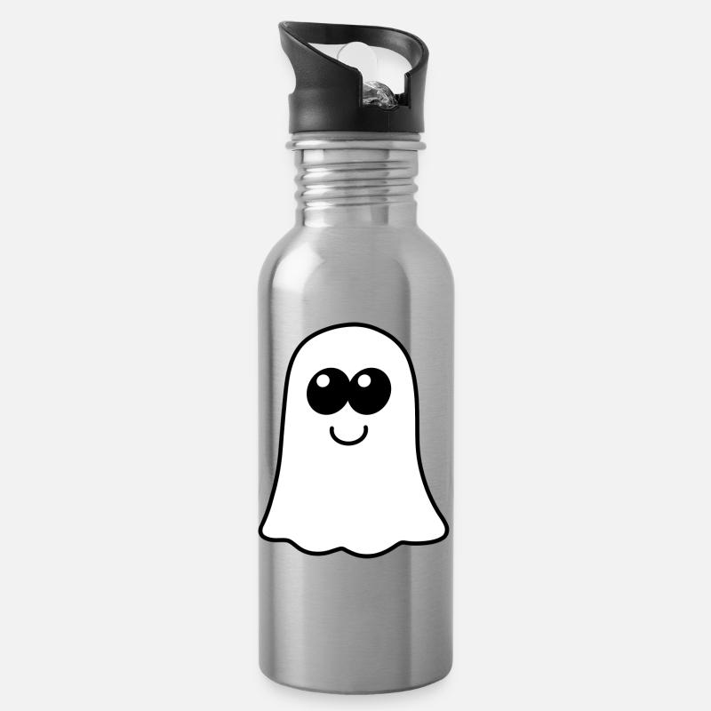 Boo-Gespenst - Trinkflasche mit integriertem Trinkhalm - Lightsilver