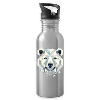 abstrakter Eisbär–Kraftvolle Eleganz des Nordens - Trinkflasche mit integriertem Trinkhalm - Lightsilver - Rechts