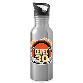 Alter 30 Frei Geschaltet Hörstück - Trinkflasche mit integriertem Trinkhalm - Lightsilver - Rechts