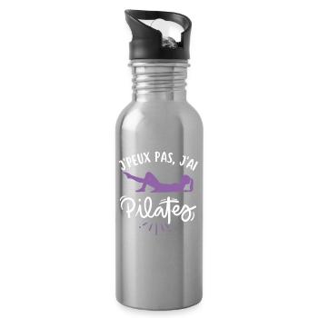 Pilates yoga gym sport - Gourde avec paille intégrée - argent clair - Droite
