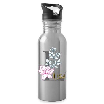 Buchstabe Initiale Lisa - Trinkflasche mit integriertem Trinkhalm - Lightsilver - Rechts