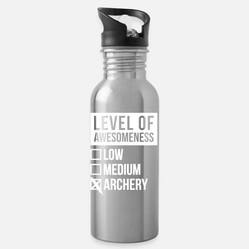 Bogenschießen - Trinkflasche mit integriertem Trinkhalm - Lightsilver
