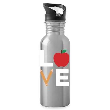 Ich liebe Apple Pencil Typografie - Trinkflasche mit integriertem Trinkhalm - Lightsilver - Rechts