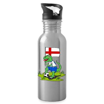 England Flagge Dinosaurier Rex Fußball  - Trinkflasche mit integriertem Trinkhalm - Lightsilver - Rechts
