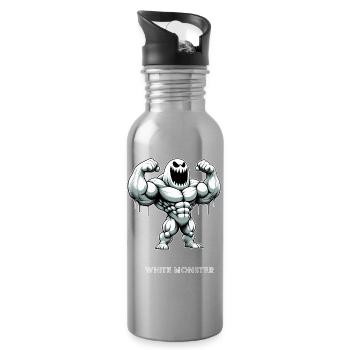 White Monster - Muskelmonster Gym Training - Trinkflasche mit integriertem Trinkhalm - Lightsilver - Rechts