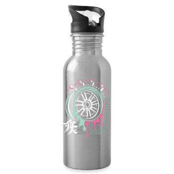 JDM Drift Felge – Tuning & Racing Kunst - Trinkflasche mit integriertem Trinkhalm - Lightsilver - Rechts
