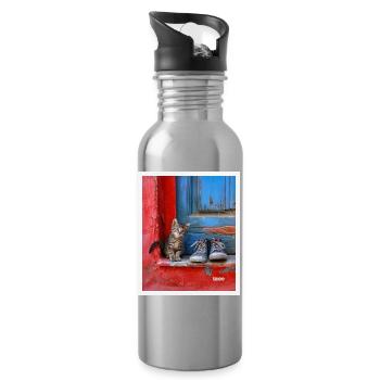 sweet cat - Water bottle with straw - silver - Right