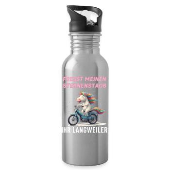 Einhorn Moped Tour - Trinkflasche mit integriertem Trinkhalm - Lightsilver - Rechts