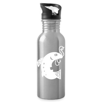 Fish on the hook white Vectorgraphic - Trinkflasche mit integriertem Trinkhalm - Lightsilver - Rechts