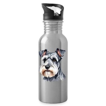 Zwergschnauzer - Trinkflasche mit integriertem Trinkhalm - Lightsilver - Rechts