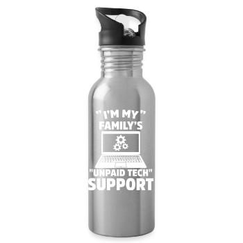 I'm My Family's Unpaid Tech Support Funny IT Humor - Water bottle with straw - silver - Right