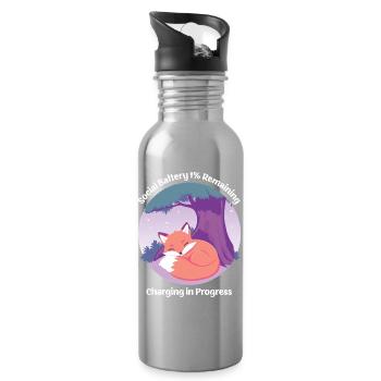Niedlicher Fuchs mit Baum - Trinkflasche mit integriertem Trinkhalm - Lightsilver - Rechts