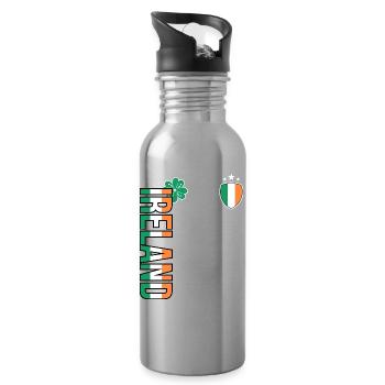 Irland Vertikales Flaggenwappen T-Shirt - Trinkflasche mit integriertem Trinkhalm - Lightsilver - Rechts