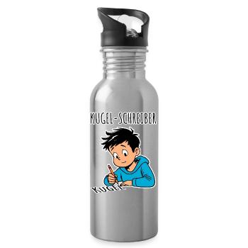 Kugelschreiber - jemand der Kugel schreibt - Trinkflasche mit integriertem Trinkhalm - Lightsilver - Rechts
