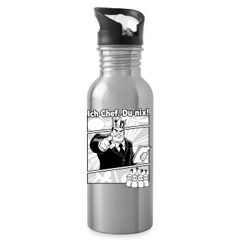 Ich Chef Du Nix Comic Motif - Water bottle with straw - silver - Right