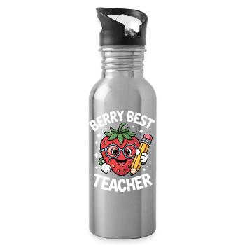 Berry Bester Lehrer Grundschullehrer - Trinkflasche mit integriertem Trinkhalm - Lightsilver - Rechts
