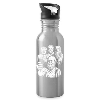 Altgriechische Philosophen Selfie - Trinkflasche mit integriertem Trinkhalm - Lightsilver - Rechts