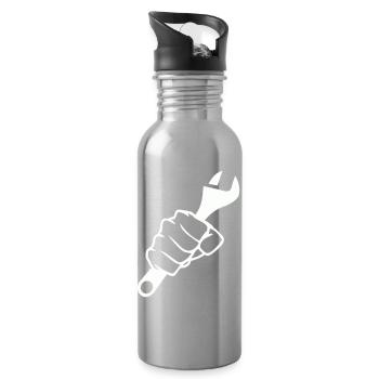 Fists and Screwdriver Force - Water bottle with straw - silver - Right