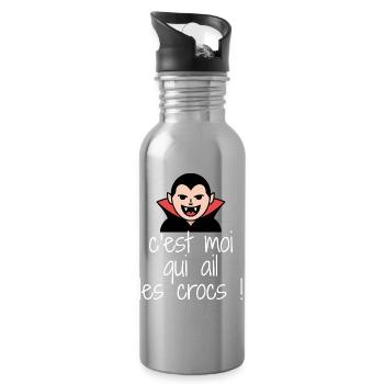  vampire espiègle - Gourde avec paille intégrée - argent clair - Droite