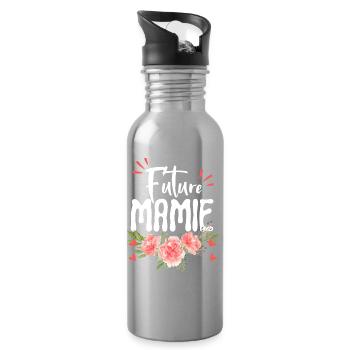 Future mamie, Annonce grossesse fleurie - Gourde avec paille intégrée - argent clair - Droite