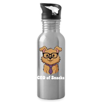 CEO of Snacks Hund mit Brille - Trinkflasche mit integriertem Trinkhalm - Lightsilver - Rechts