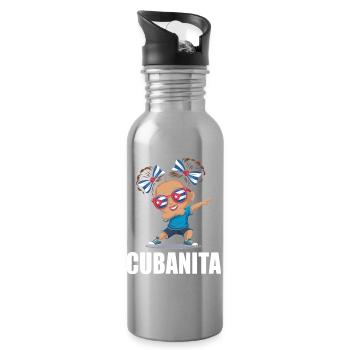 Drapeau de Cuba Jolies Cubanitas Filles Femmes - Gourde avec paille intégrée - argent clair - Droite